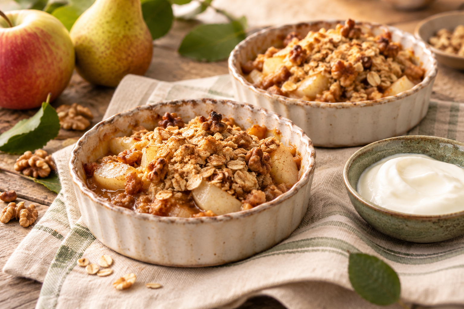 Foto des Rezepts: Warmer Apfel-Birnen-Crumble mit Hafer &amp; Nüssen