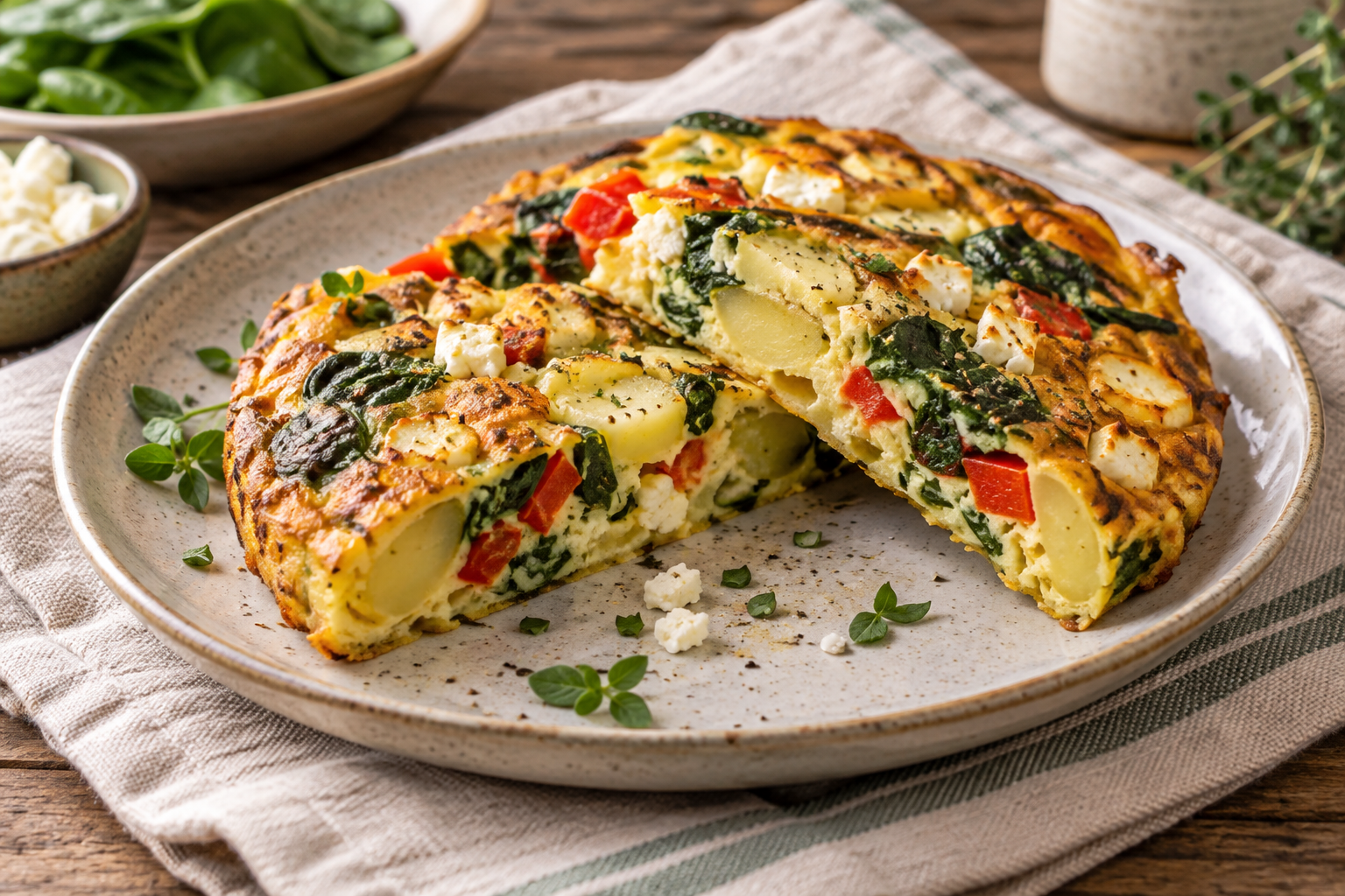 Foto des Rezepts: Kartoffel-Gemüse-Frittata mit Spinat und Feta