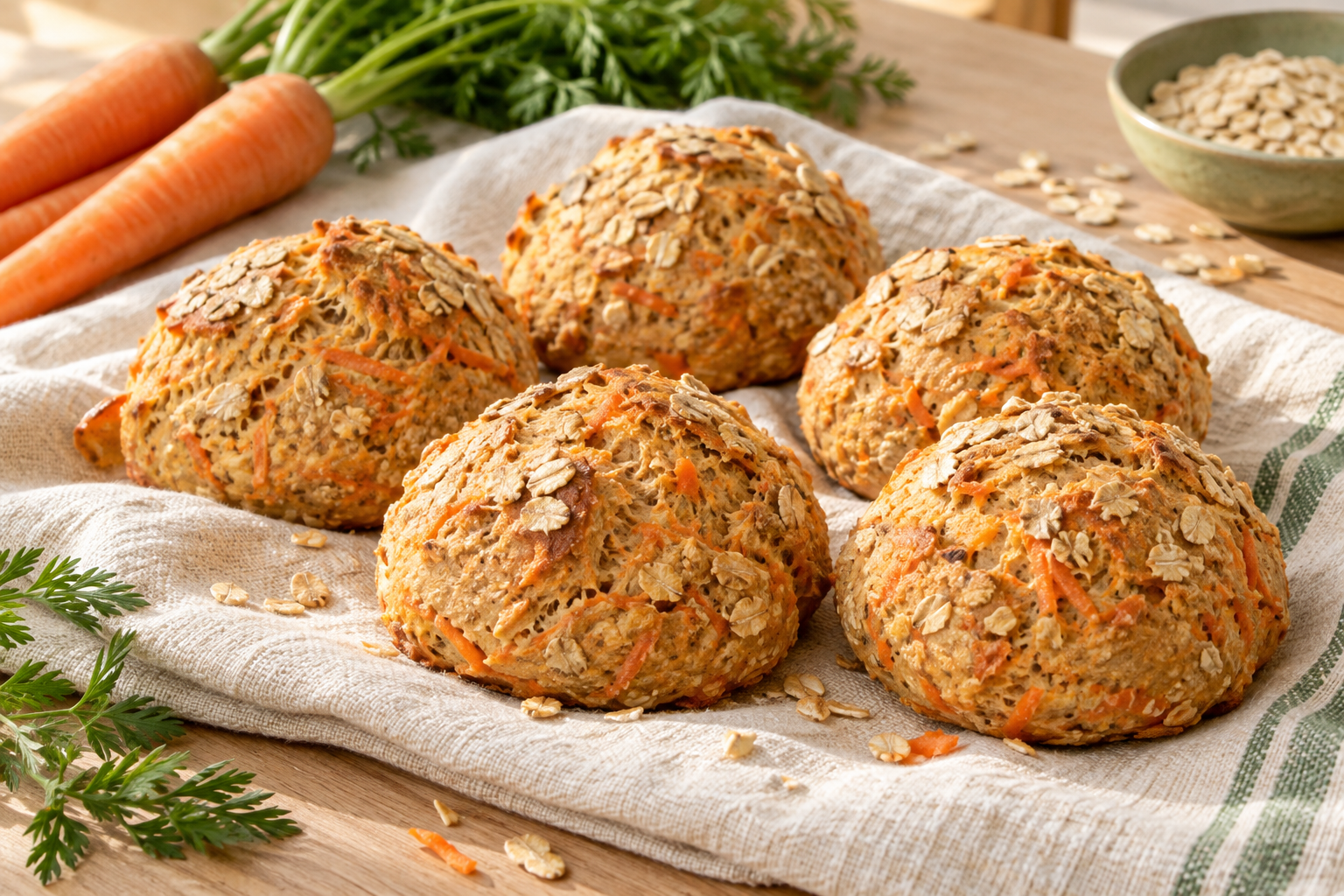 Möhren-Hafer-Brötchen mit Leinsamen